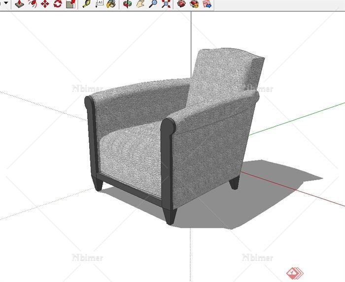 现代室内单人沙发椅设计SU模型[原创]