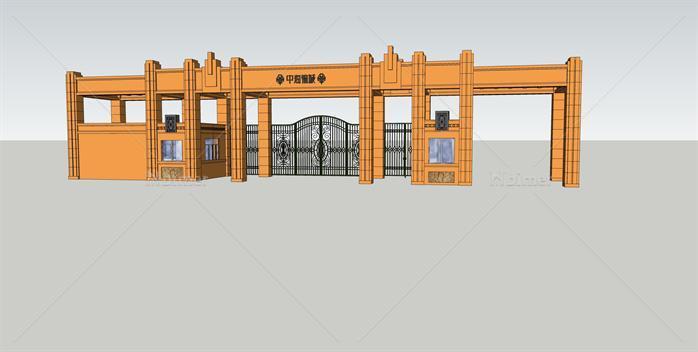 某现代小区入口大门设计方案su模型