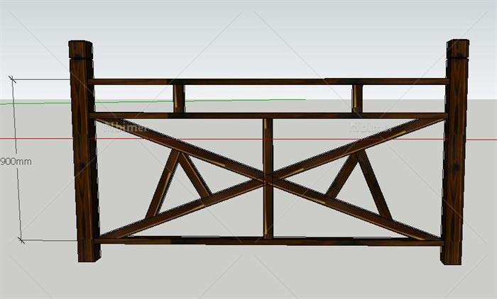 多种不同的木质栏杆设计su集合
