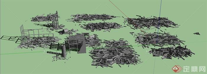 一些建筑碎砖和碎条SU模型