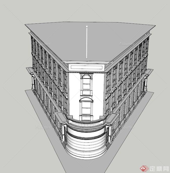 一栋澳新银行建筑设计SU模型