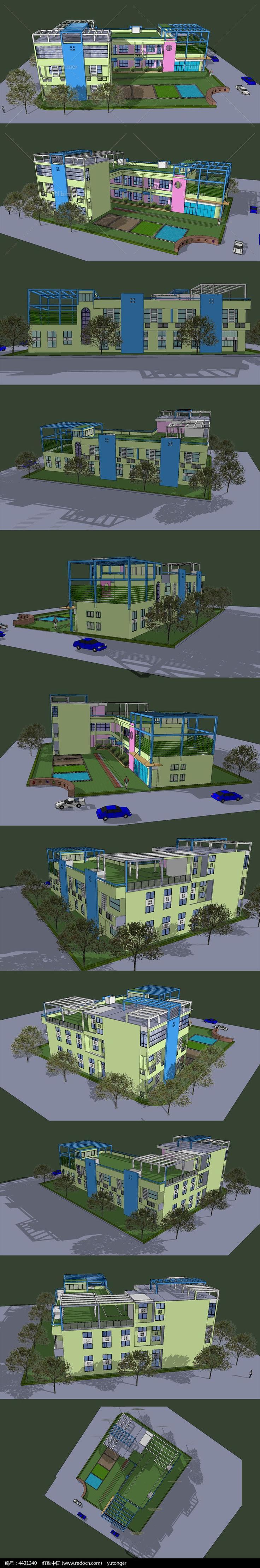 闹市区幼儿园建筑设计SU模型