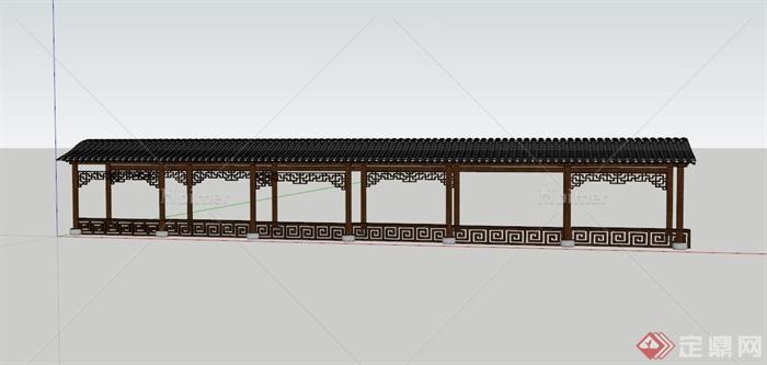 古典中式景观节点长廊架设计su模型