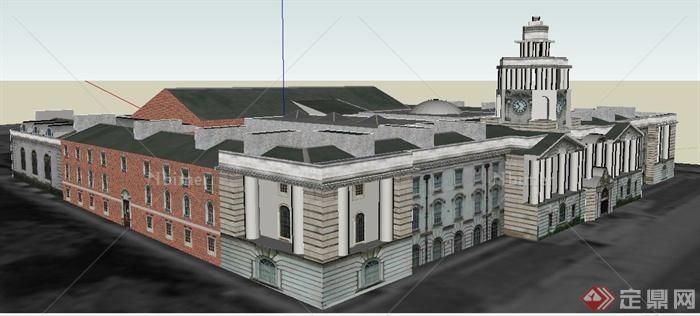 欧式风格办公市政厅建筑设计su模型
