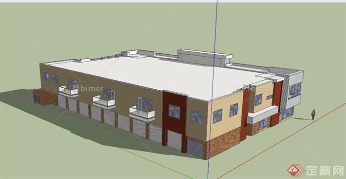 现代风格某两层平房住宅建筑设计SU模型