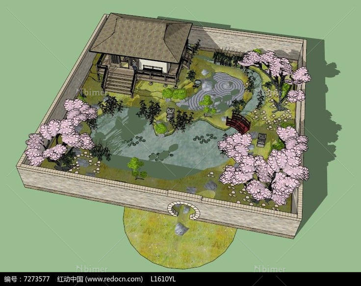 日式小花园的SU模型设计