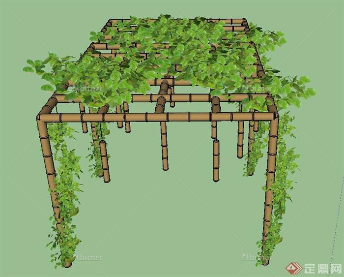 园林景观节点竹制花架设计SU模型