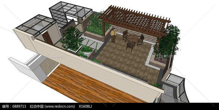 私家屋顶花园设计模型