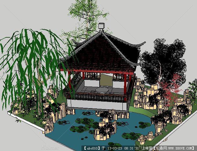 中式庭院景观模型