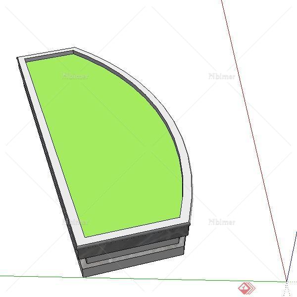 一个半弧形花坛设计的SU模型