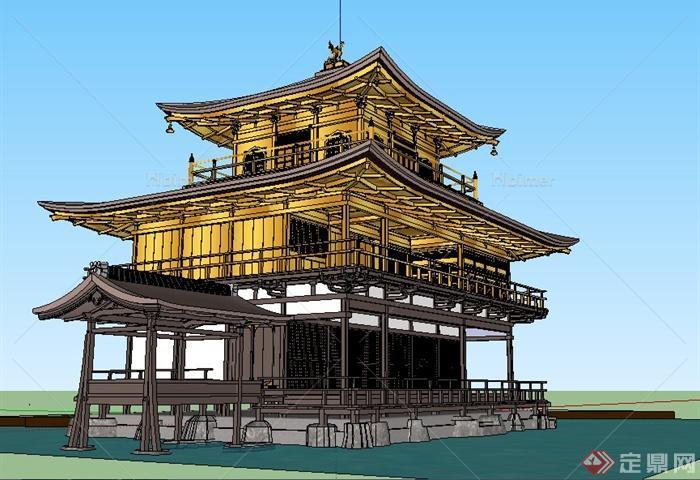 古典中式寺庙古建筑设计su模型[原创]