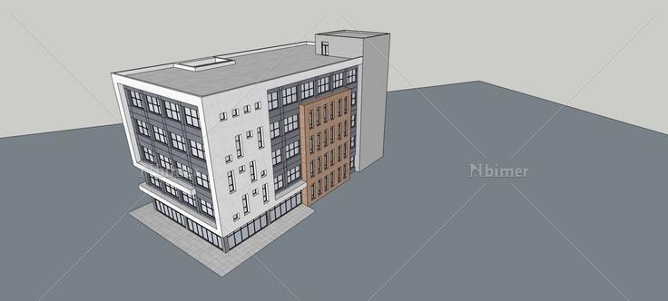 现代多层办公楼(78975)su模型下载