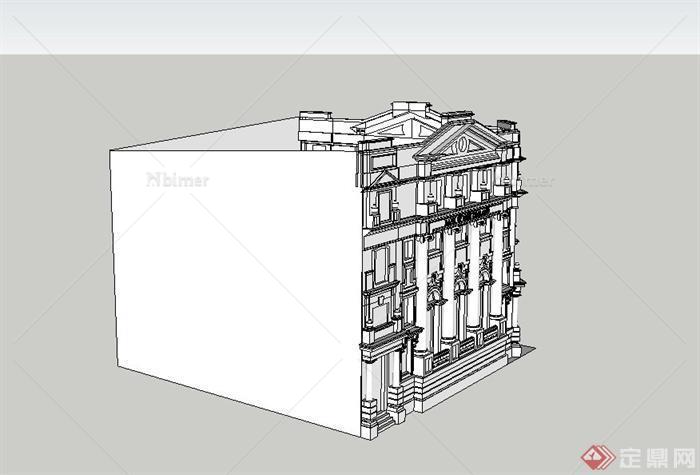 某欧式两层银行建筑设计SU模型