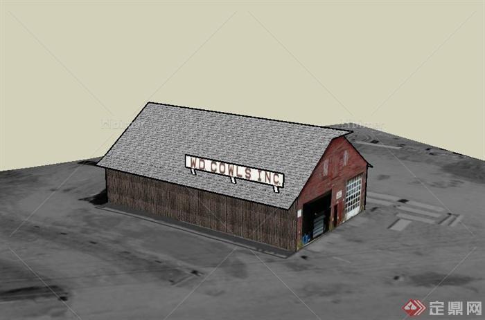 某单层木质仓库建筑设计SU模型