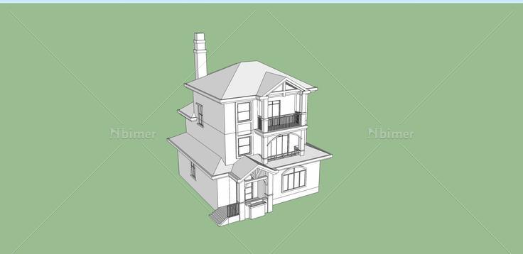 欧式独栋别墅(34221)su模型下载