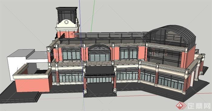 英式两层会所建筑设计SU模型