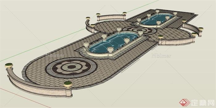 新古典平台水景设计SU模型