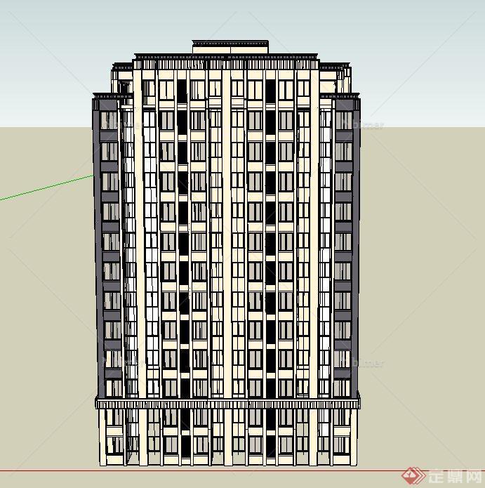 五栋高层与多层欧式风格住宅建筑设计SU模型[原创