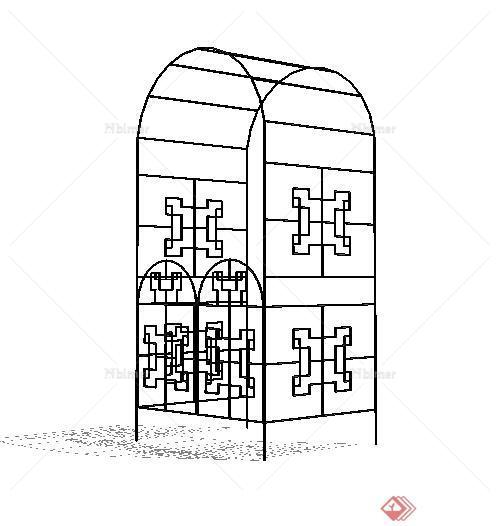 园林景观之铁艺花架设计su模型