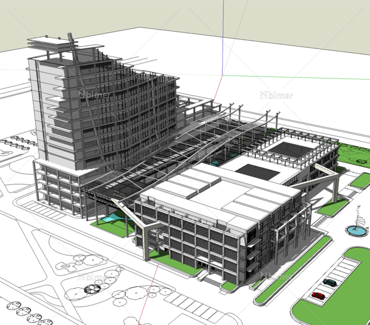 某综合三甲医院SketchUp模型建筑免费下载_格式: