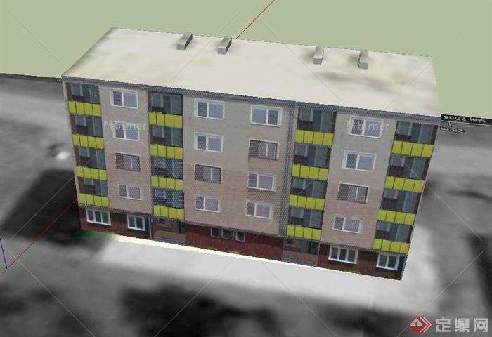 某五层单位住宅小区建筑设计SU模型