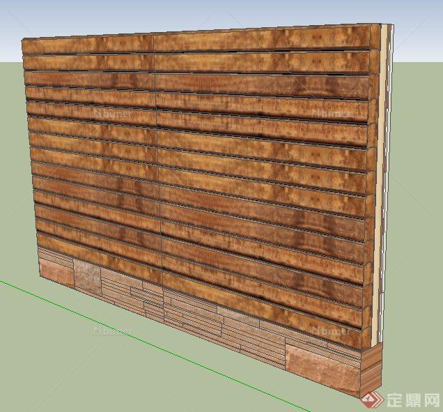 一块矩形围墙su模型