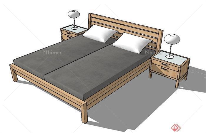 木质双人折叠床设计SU模型[原创]