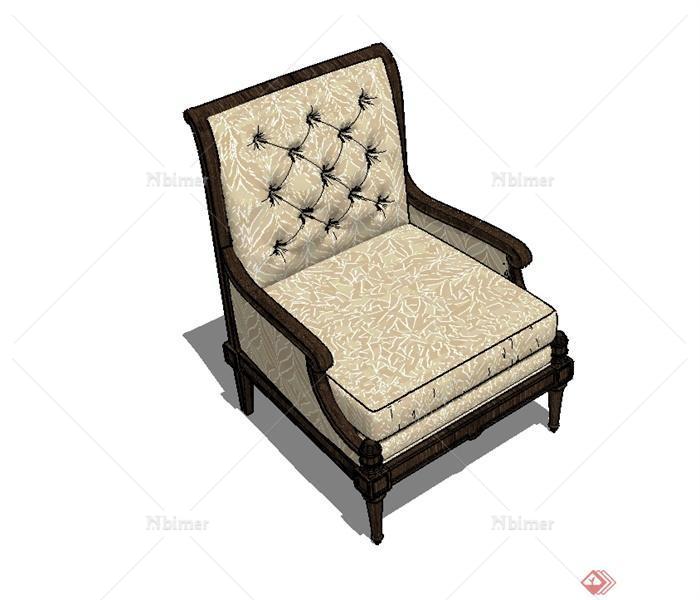 某欧式风格精致详细沙发椅设计su模型[原创]