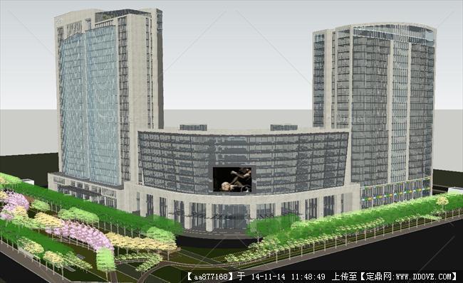 总部办公大厦建筑方案SU精致设计模型