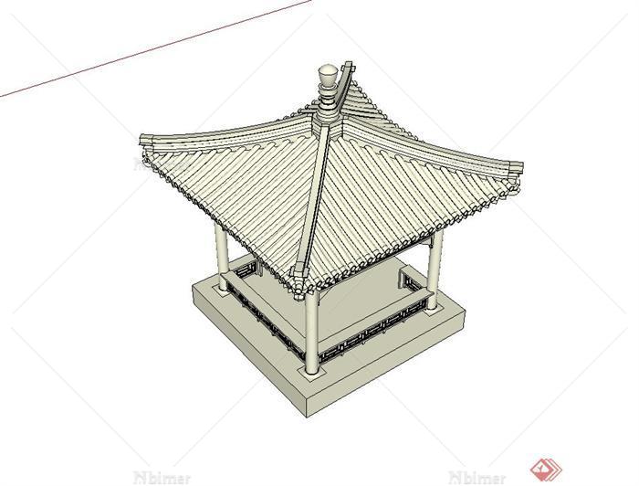 某古典中式庭院凉亭设计su模型[原创]