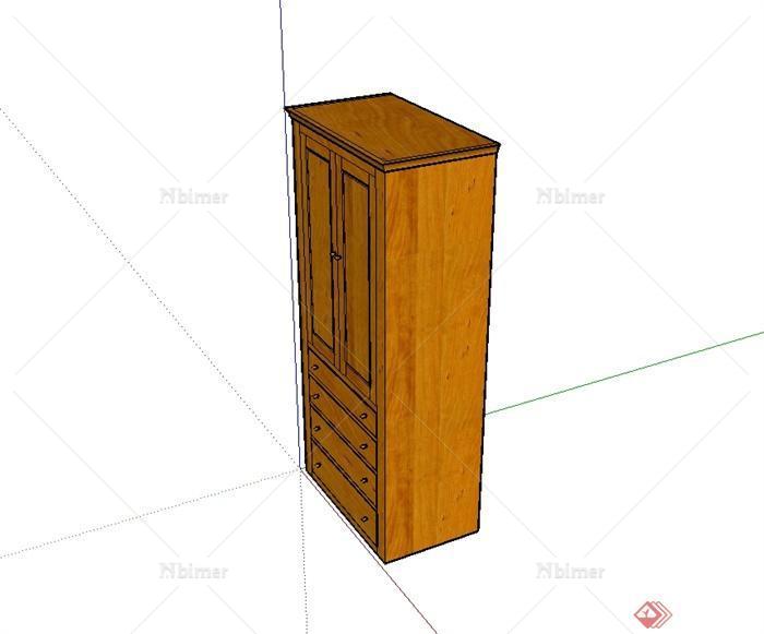 现代风格全木质衣柜设计su模型[原创]