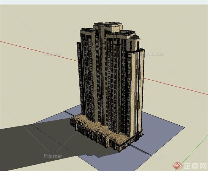 新古典小区高层住宅建筑设计su模型[原创]