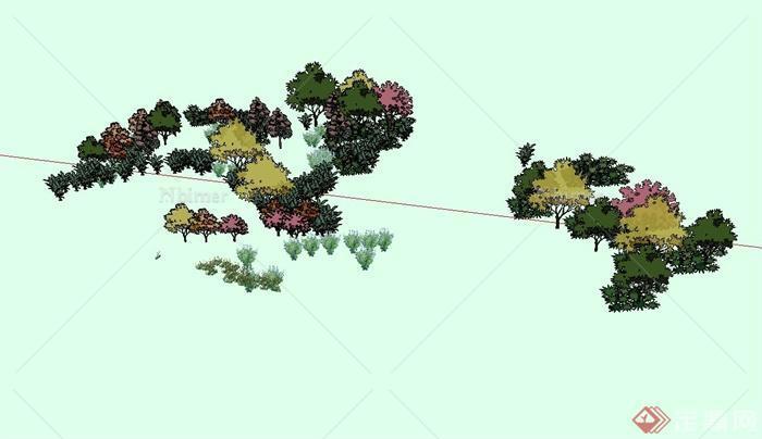 多种不同的灌木植物群落设计su模型[原创]