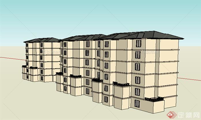 某新古典住宅建筑设计方案su模型3[原创]