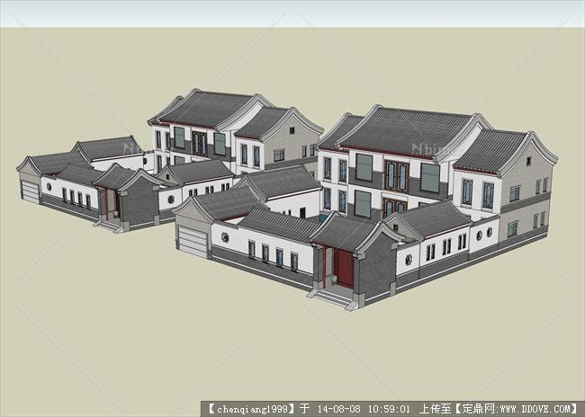 白族风格民居建筑规划设计方案su模型