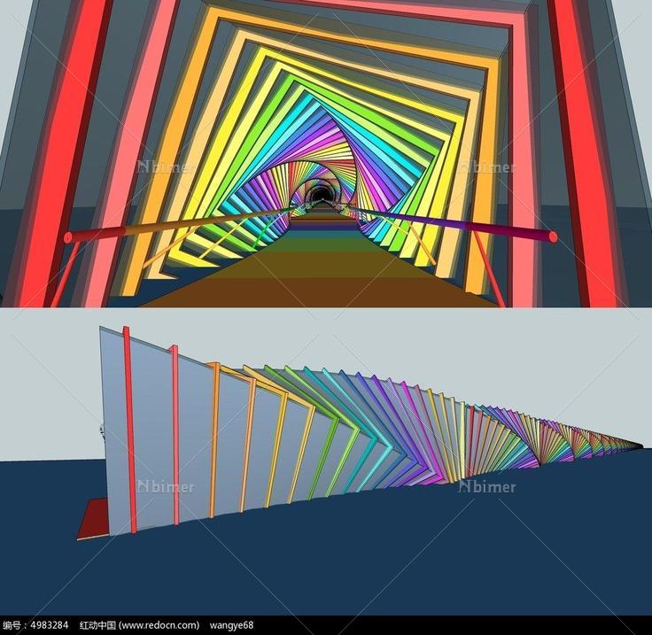 个性霓虹超美景观桥SU模型