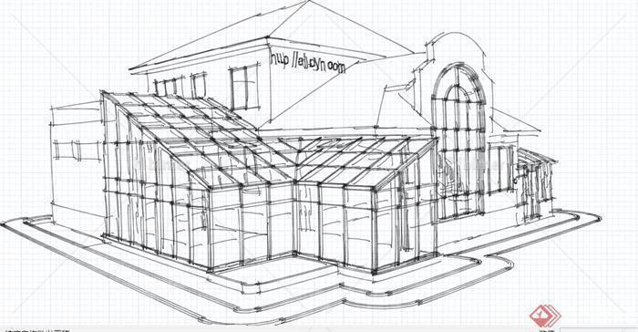 某现代风格展馆建筑设计SU模型