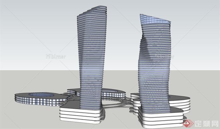 某现代风格商业办公大厦建筑设计su模型