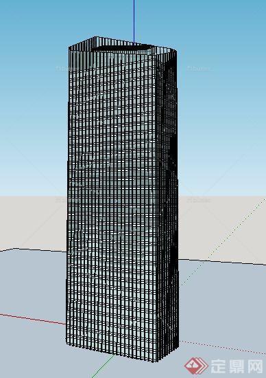 简约独栋写字楼建筑设计su单体模型[原创]