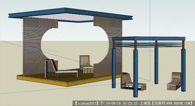 SU精品模型  两个很不错的现代景观亭设计模型