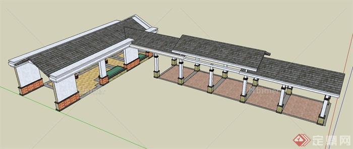 园林景观节点欧式长廊设计SU模型