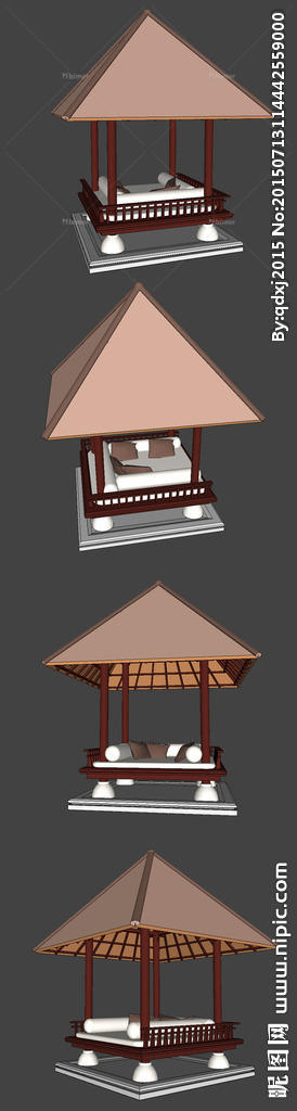 中式木雕凉亭模型SU设计图片