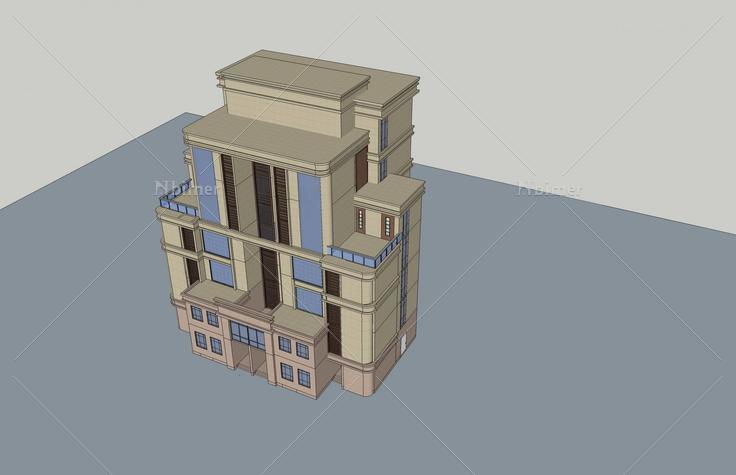 简欧风格多层住宅楼(51561)su模型下载