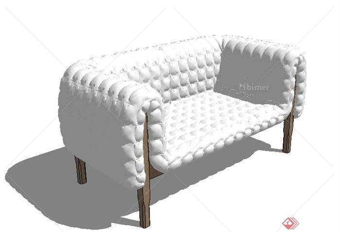 简约白色软包沙发设计su模型[原创]