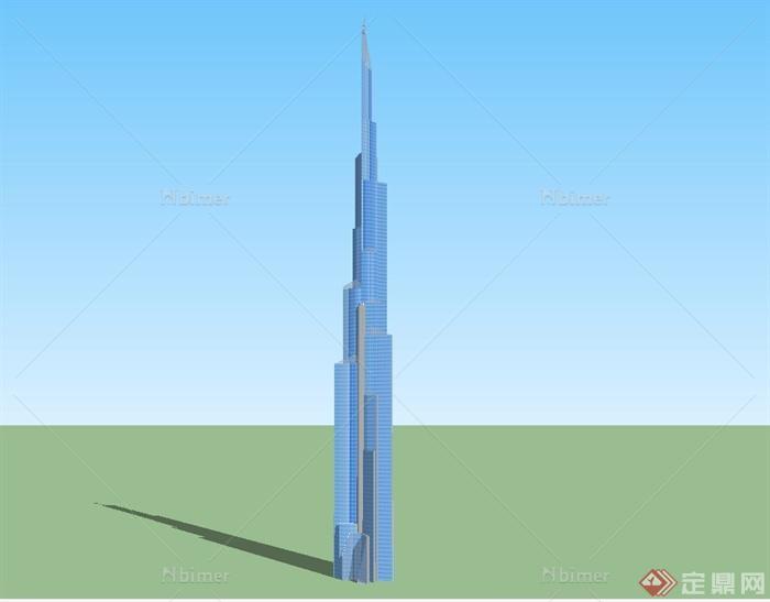 某现代风格办公超高层小尖塔建筑设计SU模型
