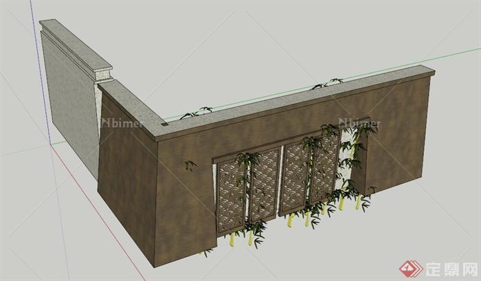 日式围墙设计SU模型