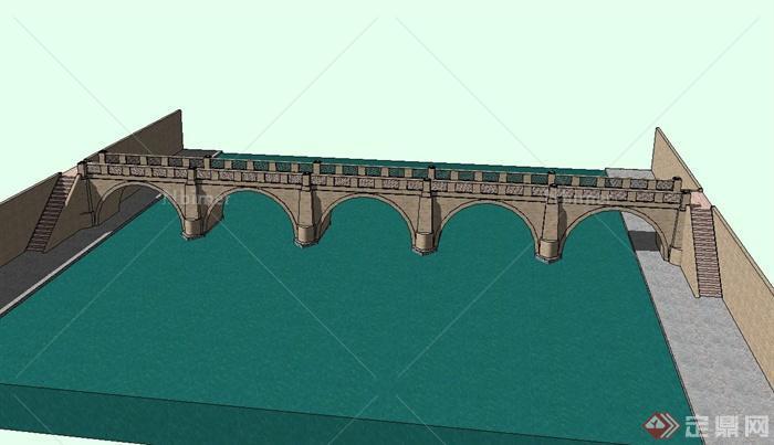 现代风人形过河桥设计su模型[原创]