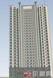 一个现代风格高层商业建筑设计SU模型