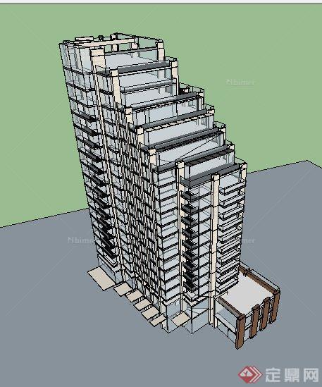 某现代小高层住宅楼设计su建筑模型[原创]
