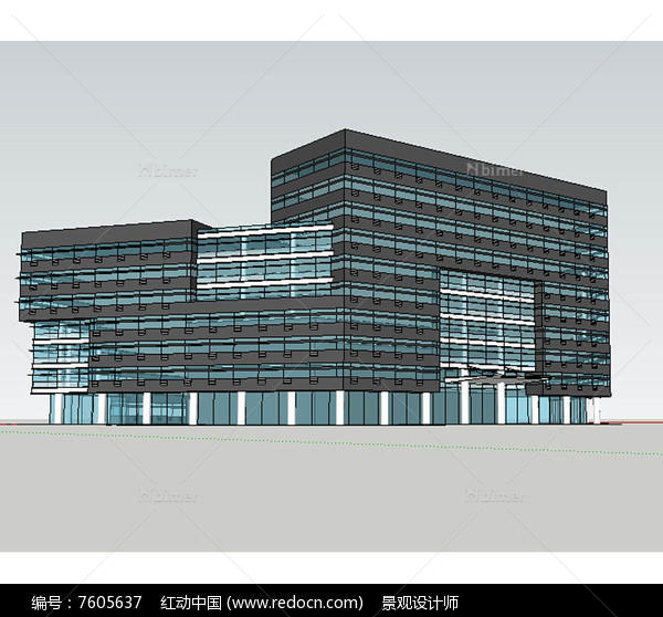 校园办公楼建筑草图大师SU模型